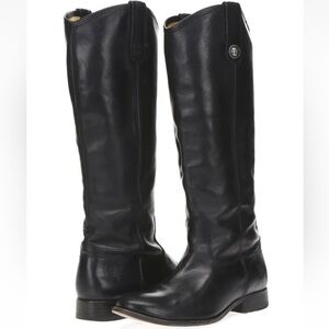 FRYE Melissa Black Leather Equestrian Riding Knee High Boots 7.5B Button Women's